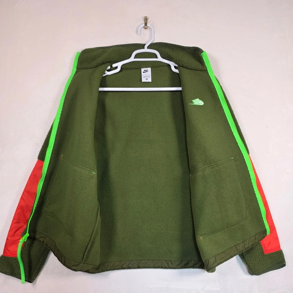 Nike Sportswear Sport Essentials+ Fleece Jacket Men's M Green Orange Full Zip